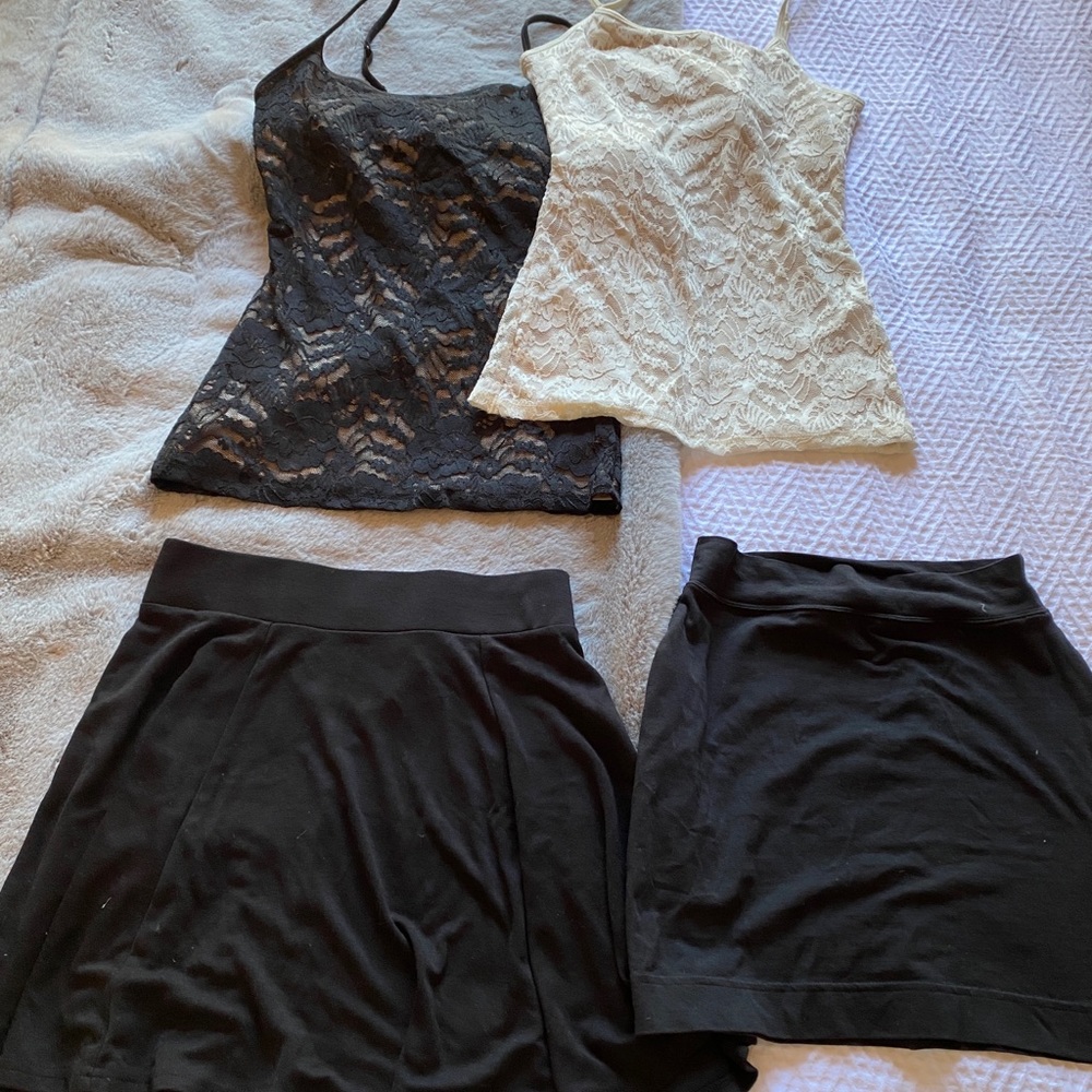 Mini skirts and fitted lace tops